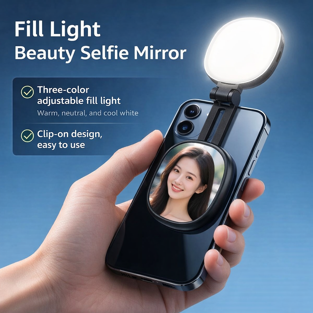 Glowsnap™ Magnetic Selfie Light with Mirror